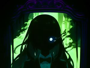 Preview wallpaper girl, eye, dark, glow, art, anime