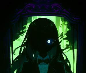 Preview wallpaper girl, eye, dark, glow, art, anime