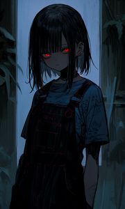 Preview wallpaper girl, eyes, anime, dark