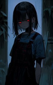 Preview wallpaper girl, eyes, anime, dark