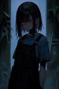 Preview wallpaper girl, eyes, anime, dark