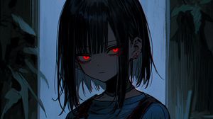 Preview wallpaper girl, eyes, anime, dark