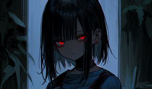 Preview wallpaper girl, eyes, anime, dark
