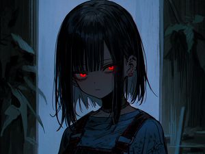 Preview wallpaper girl, eyes, anime, dark