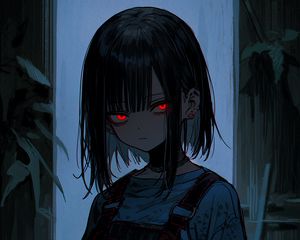 Preview wallpaper girl, eyes, anime, dark