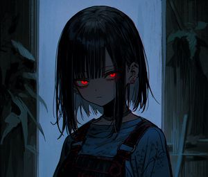 Preview wallpaper girl, eyes, anime, dark