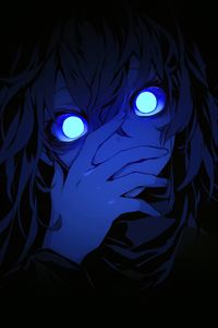 Preview wallpaper girl, eyes, blue, hand, art, anime