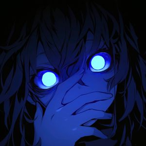 Preview wallpaper girl, eyes, blue, hand, art, anime