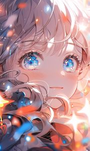 Preview wallpaper girl, eyes, blush, lights, anime