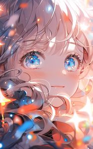 Preview wallpaper girl, eyes, blush, lights, anime