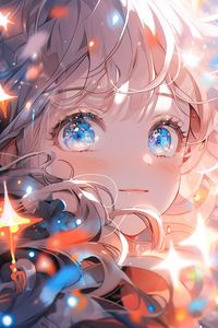 Preview wallpaper girl, eyes, blush, lights, anime