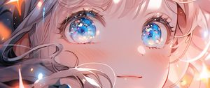 Preview wallpaper girl, eyes, blush, lights, anime