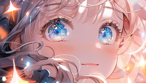 Preview wallpaper girl, eyes, blush, lights, anime