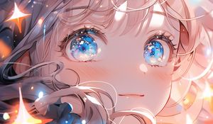 Preview wallpaper girl, eyes, blush, lights, anime