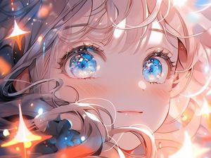 Preview wallpaper girl, eyes, blush, lights, anime