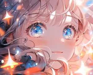 Preview wallpaper girl, eyes, blush, lights, anime