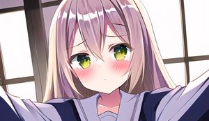 Preview wallpaper girl, eyes, blush, sadness, anime