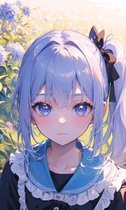 Preview wallpaper girl, eyes, blush, dress, summer, anime