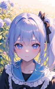 Preview wallpaper girl, eyes, blush, dress, summer, anime