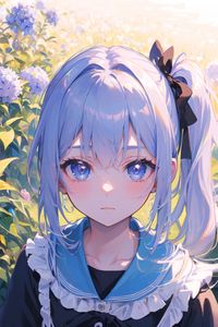 Preview wallpaper girl, eyes, blush, dress, summer, anime