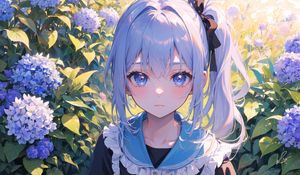 Preview wallpaper girl, eyes, blush, dress, summer, anime