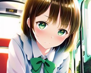 Preview wallpaper girl, eyes, bow, anime