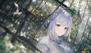 Preview wallpaper girl, eyes, butterflies, anime