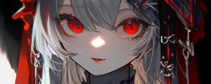 Preview wallpaper girl, eyes, cap, red, anime