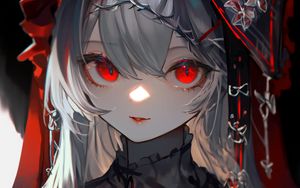 Preview wallpaper girl, eyes, cap, red, anime