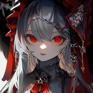 Preview wallpaper girl, eyes, cap, red, anime