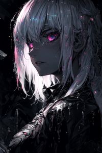 Preview wallpaper girl, eyes, dark, art, anime