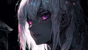 Preview wallpaper girl, eyes, dark, art, anime