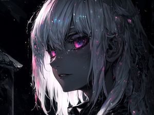 Preview wallpaper girl, eyes, dark, art, anime