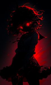Preview wallpaper girl, eyes, dress, silhouette, dark, anime