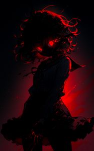 Preview wallpaper girl, eyes, dress, silhouette, dark, anime