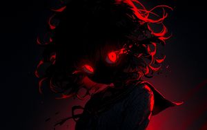 Preview wallpaper girl, eyes, dress, silhouette, dark, anime