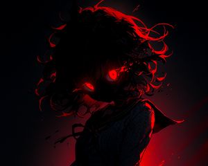 Preview wallpaper girl, eyes, dress, silhouette, dark, anime