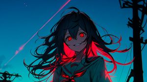 Preview wallpaper girl, eyes, dress, wires, anime, art