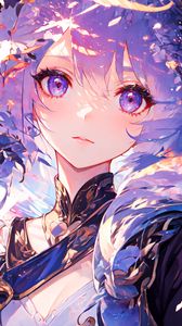 Preview wallpaper girl, eyes, dress, purple, anime, art