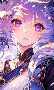 Preview wallpaper girl, eyes, dress, purple, anime, art