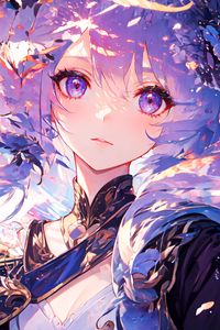 Preview wallpaper girl, eyes, dress, purple, anime, art