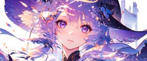 Preview wallpaper girl, eyes, dress, purple, anime, art