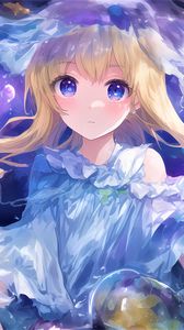 Preview wallpaper girl, eyes, dress, blue, anime