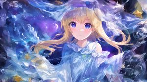 Preview wallpaper girl, eyes, dress, blue, anime