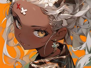 Preview wallpaper girl, eyes, earrings, art, anime