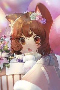 Preview wallpaper girl, eyes, flowers, anime