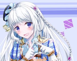 Preview wallpaper girl, eyes, gesture, anime