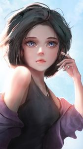 Preview wallpaper girl, eyes, glance, anime