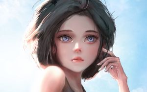 Preview wallpaper girl, eyes, glance, anime