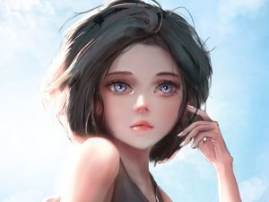 Preview wallpaper girl, eyes, glance, anime